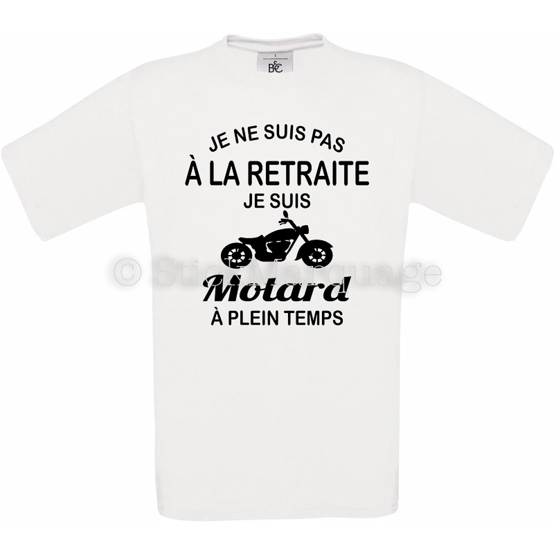 Tee-shirt blanc Homme Retraite & Motard