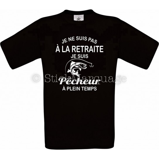 Tee-shirt noir Homme Retraite & Pêcheur