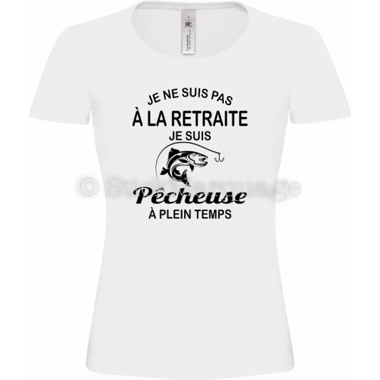 Tee-shirt blanc Femme Retraite & Pêcheuse