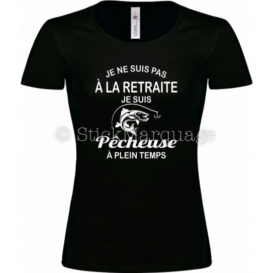 Tee-shirt noir Femme Retraite & Pêcheuse