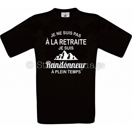 Tee-shirt noir Homme Retraite & Randonneur