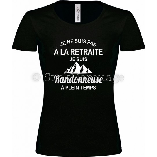 Tee-shirt noir Femme Retraite & Randonneuse