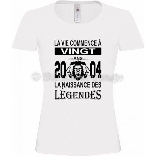 Tee-shirt Anniversaire Femme Blanc taille S, M et L