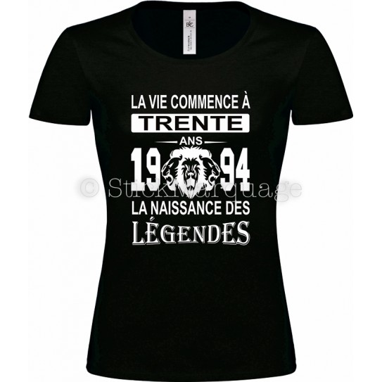 T-shirt anniversaire 30 ans naissance légende