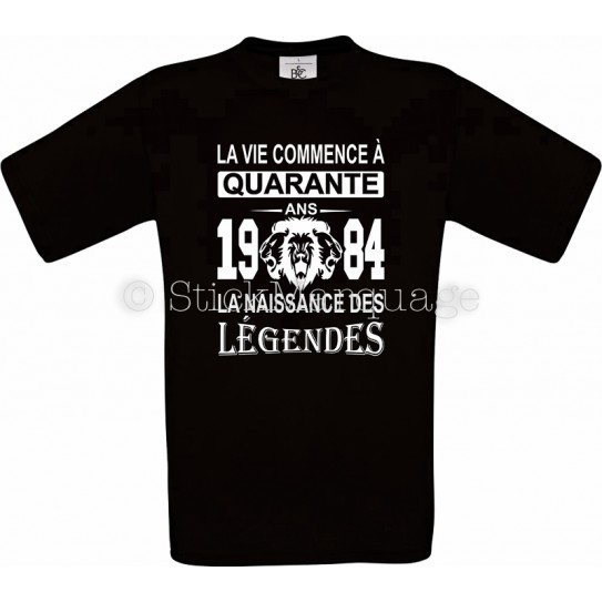 Tee-shirt Anniversaire 40 Ans La Naissance des Légendes noir homme