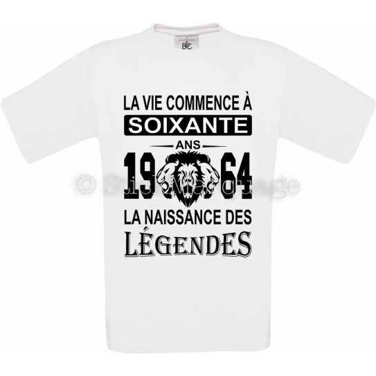 Tee-shirt Anniversaire 60 Ans La Naissance des Légendes 1964