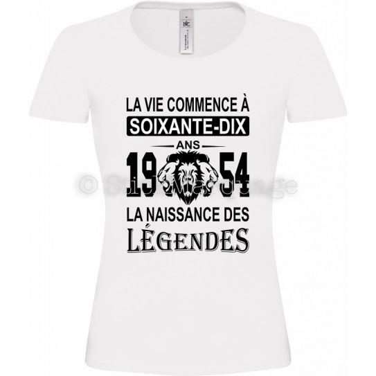 Tee-shirt blanc Femme 70ème Anniversaire La Naissance des Légendes 1954
