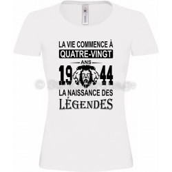 Tee-shirt blanc Femme 80ème Anniversaire La Naissance des Légendes 1944