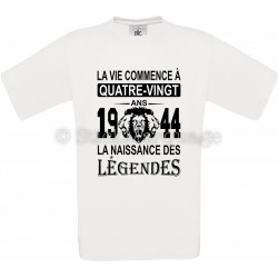 Tee-shirt Anniversaire 80 Ans La Naissance des Légendes 1944