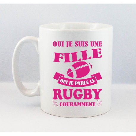 Mug Fille Rugby Fuschia