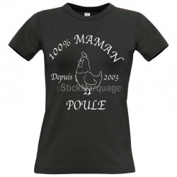 Tee-shirt Noir B&C Femme Exact 190 100% Maman Poule