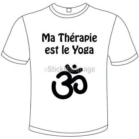 Tee-shirt Blanc B&C "Ma Thérapie est le Yoga" Homme Exact 190