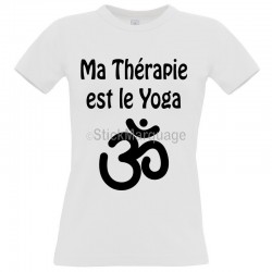 Tee-shirt Blanc "Ma Thérapie est le Yoga" B&C Femme Exact 190 