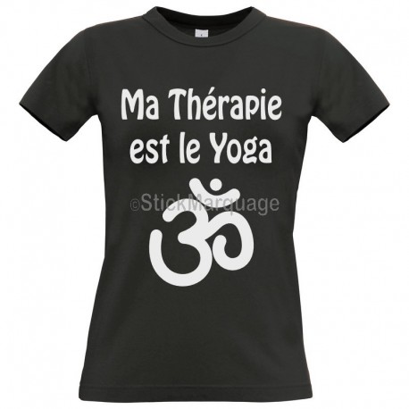 Tee-shirt Noir "Ma Thérapie est le Yoga" B&C Femme Exact 190 