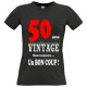Tee-shirt Noir "50 ans Vintage" B&C Femme Exact 190 