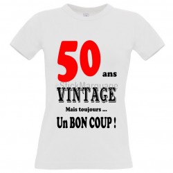 Tee-shirt Blanc "50 ans Vintage" B&C Femme Exact 190 