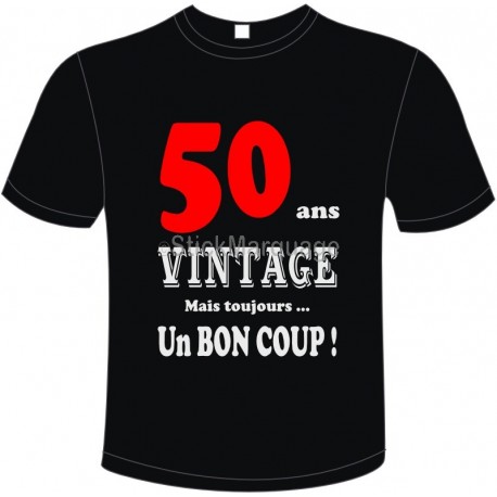 Tee-shirt Noir B&C "50 ans Vintage" Homme Exact 190