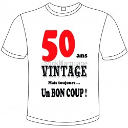 Tee-shirt Blanc B&C "50 ans Vintage" Homme Exact 190