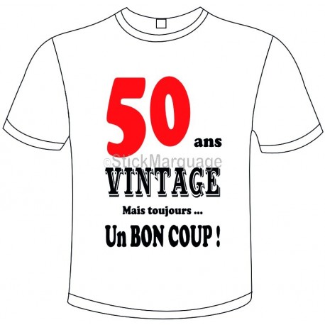 Tee-shirt Blanc B&C "50 ans Vintage" Homme Exact 190