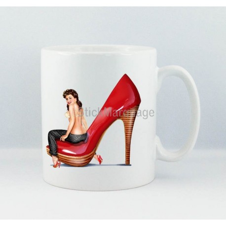 Mug céramique Femme Pin-Up Chaussure Vintage