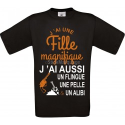 Tee-shirt Noir B&C "J'ai 1 fille magnifique" Homme Exact 190