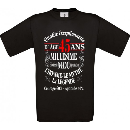 Tee-shirt Noir B&C Homme Exact 190 Super Mec personnalisable