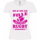 Tee-shirt Blanc B&C Femme Exact 190 Rugby Fuschia