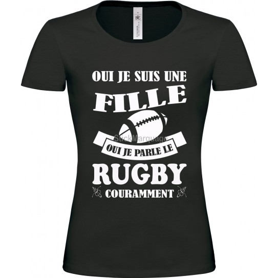 Tee-shirt Noir B&C Femme Exact 190 Rugby