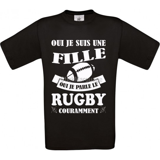 Tee-shirt Noir B&C pour Femme "Rugby" modèle Homme Exact 190 