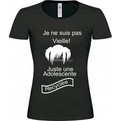 Tee-shirt Noir "Je ne suis pas vieille" B&C Femme Exact 190 