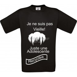 Tee-shirt Noir B&C pour Femme "je ne suis pas vieille" modèle Homme Exact 190 