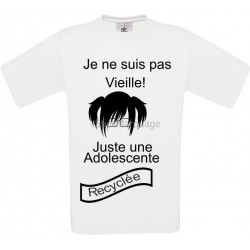 Tee-shirt Blanc B&C pour Femme "je ne suis pas vieille" modèle Homme Exact 190 