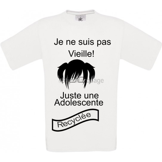 Tee-shirt Blanc B&C pour Femme "je ne suis pas vieille" modèle Homme Exact 190 