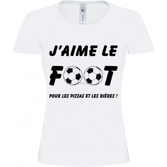 Tee-shirt Blanc Femme "J'aime le Foot"