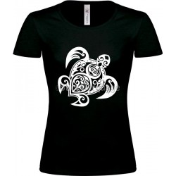 Tee-shirt Noir "Tortue Tribal" B&C Femme