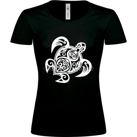 Tee-shirt Noir "Tortue Tribal" B&C Femme