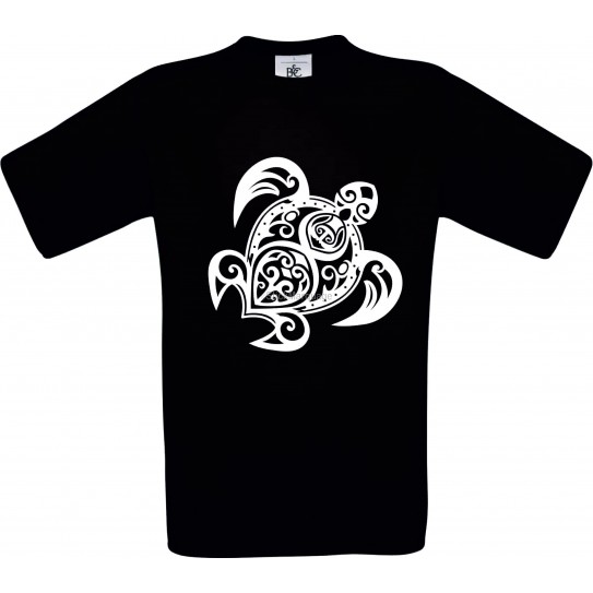 Tee-shirt Noir Homme B&C Tortue Tribal