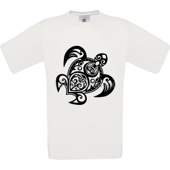 Tee-shirt Blanc Homme B&C Tortue Tribal