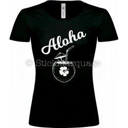 T-shirt Noir Femme Aloha 