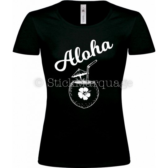 T-shirt Noir Femme Aloha 