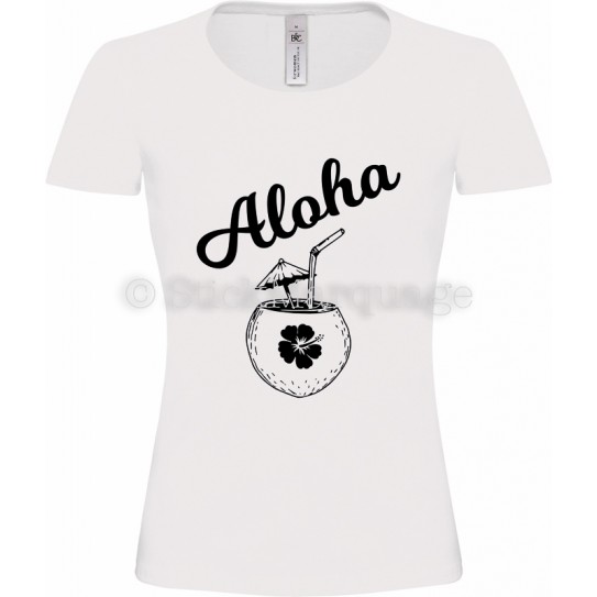 T-shirt blanc Femme Aloha 