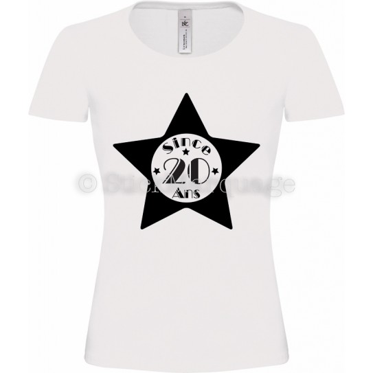 Tee-shirt Blanc Femme 20ème Anniversaire "Since 20 Ans"