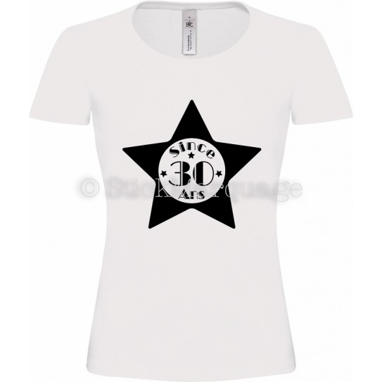 Tee-shirt Blanc Femme 30ème Anniversaire "Since 30 Ans"