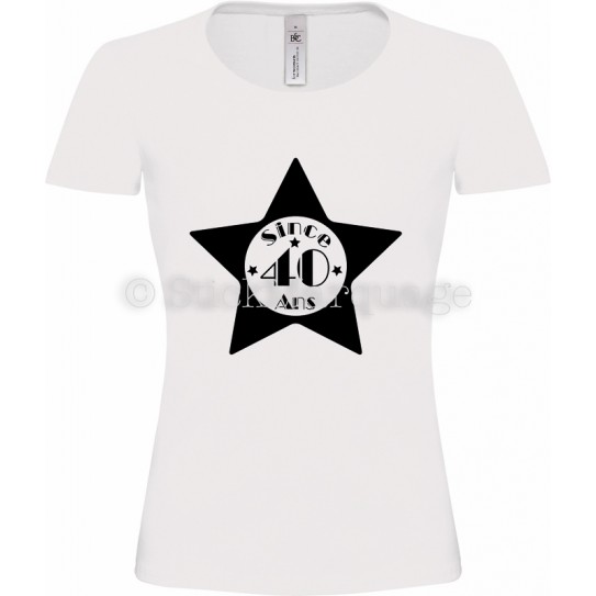 Tee-shirt Blanc Femme 40ème Anniversaire "Since 40 Ans"