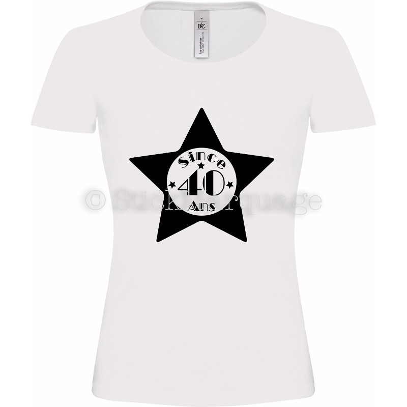 Tee-shirt 40 ans Anniversaire Femme Blanc S, M et L