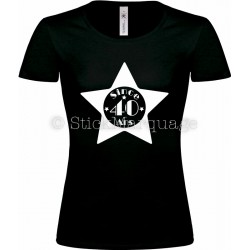 Tee-shirt Noir Femme 40ème Anniversaire "Since 40 Ans"