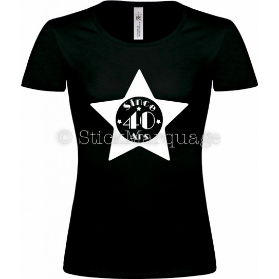 Tee-shirt Noir Femme 40ème Anniversaire "Since 40 Ans"