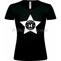 T-shirt Noir Femme 50ème Anniversaire "Since 50 Ans"