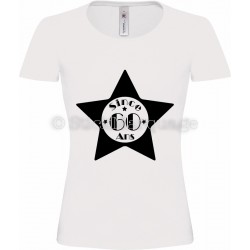 T-shirt Star Blanc Femme 60ème Anniversaire "Since 60 Ans"