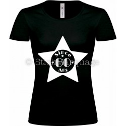 T-shirt Star Noir Femme 60ème Anniversaire "Since 60 Ans"